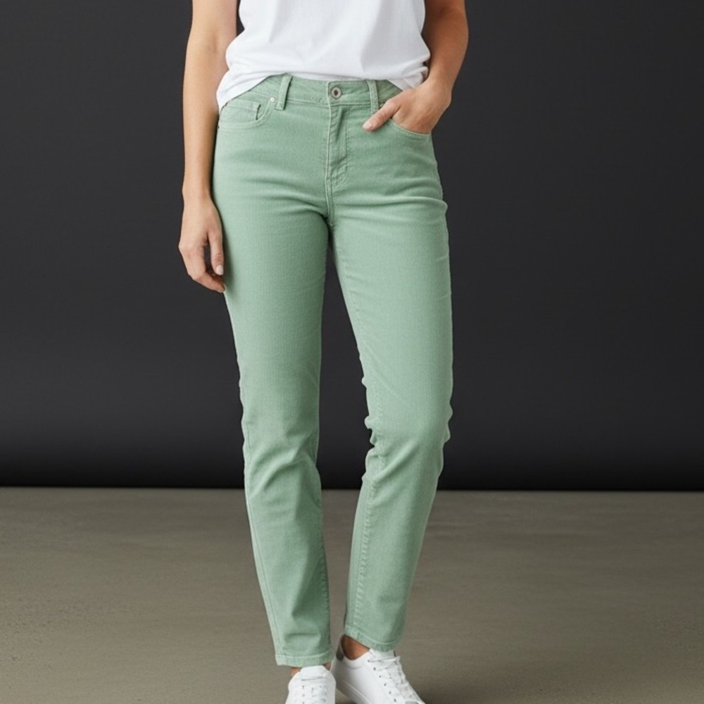 Vineyard Vines Women's Straight-Leg lightweigh corduroy Pants in Sage Green.